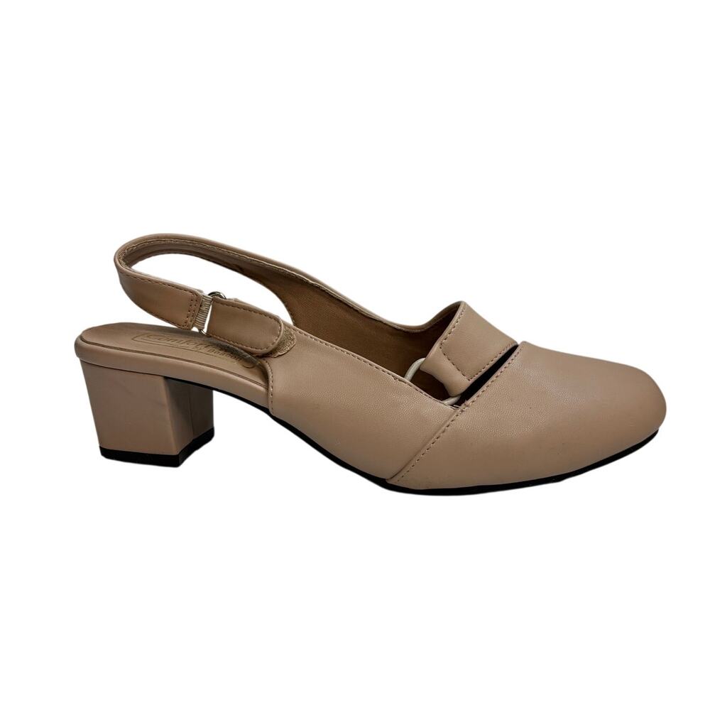 Comfort Well Nude Slingback Pumps Womens 8 Block Heel Neutral Shoes